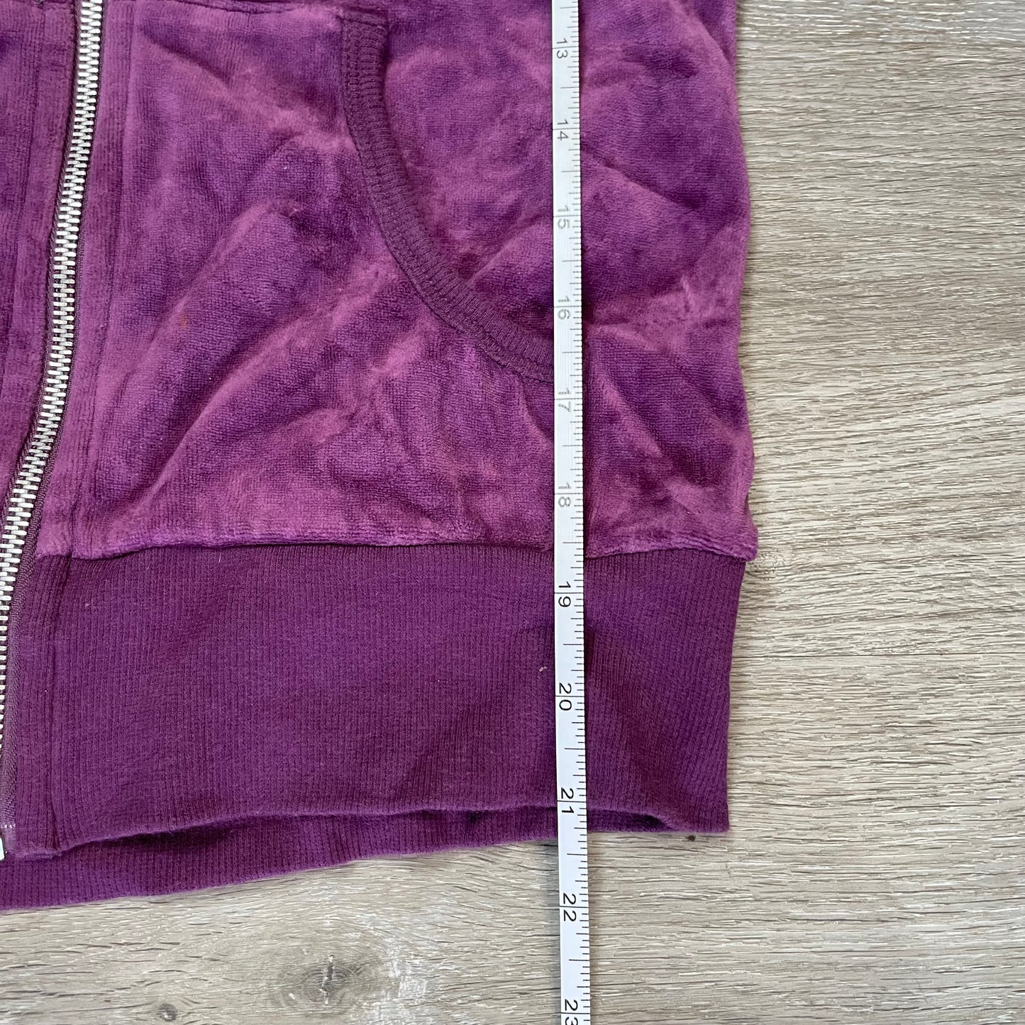 Vintage Juicy Couture Womens Plum Velour Zip-Up Hoodie Loungewear Classic Size S