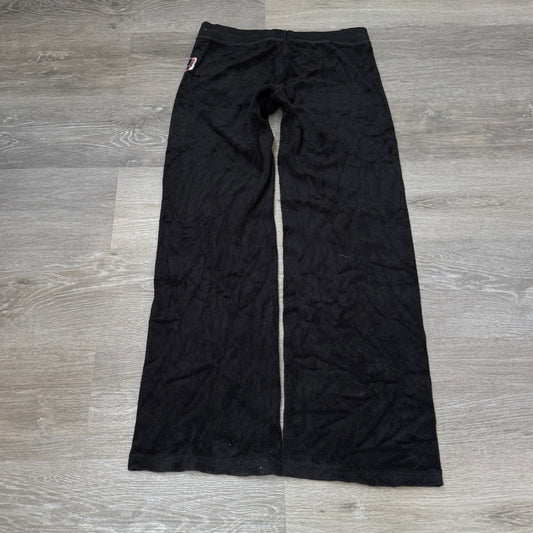 Vintage Juicy Couture Women's Black Terry Cloth Flared Track Pants Sequin Size S