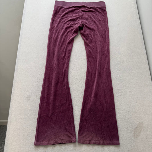Juicy Couture Women's Plum Velour Flared Track Pant Loungewear Drawstring Size M