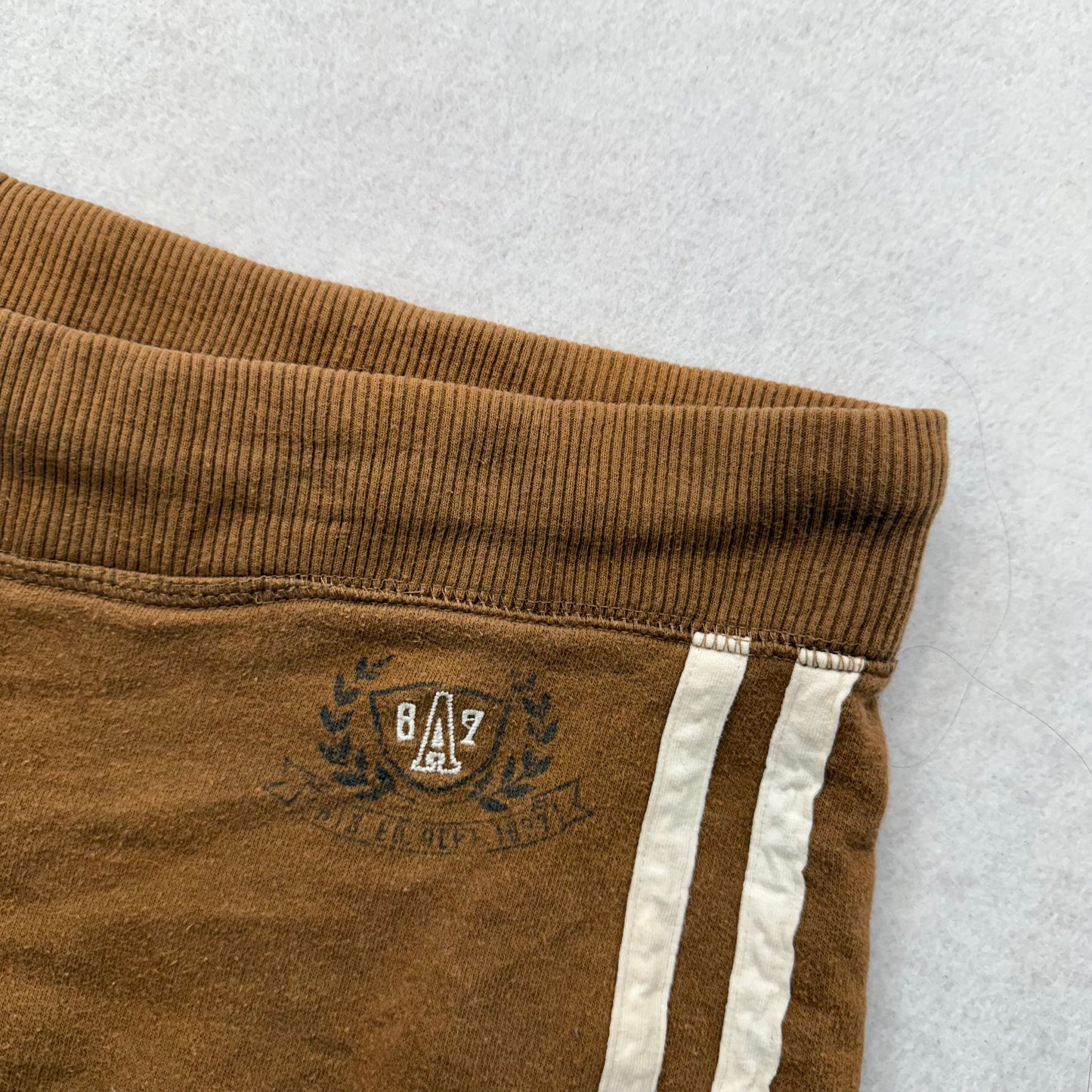 Aéropostale Women's Brown Cotton Blend Cropped Athletic Sweat Shorts Logo Size M