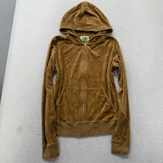 2003 Vintage Juicy Couture Women's Toffee Velour Full Zip Hoodie Graphic Size L