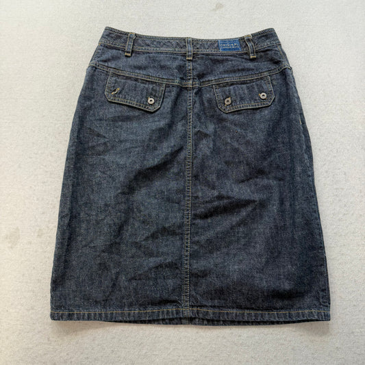 Liz Claiborne Women's Charcoal Denim A-Line Skirt Knee-Length Snap Pocket Size 6