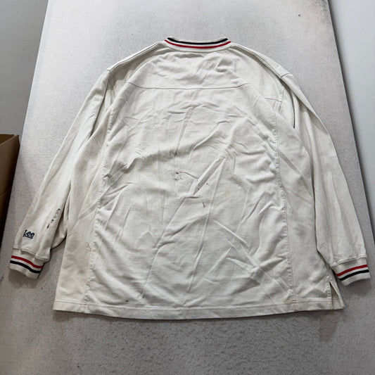 Vintage Lee Sport New England Patriots Jersey Men's White V-Neck Logo Size 2XL