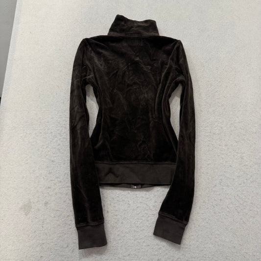 2003 Vtg Juicy Couture Women's Charcoal Brown Velour Zip-Up Track Jacket Size P