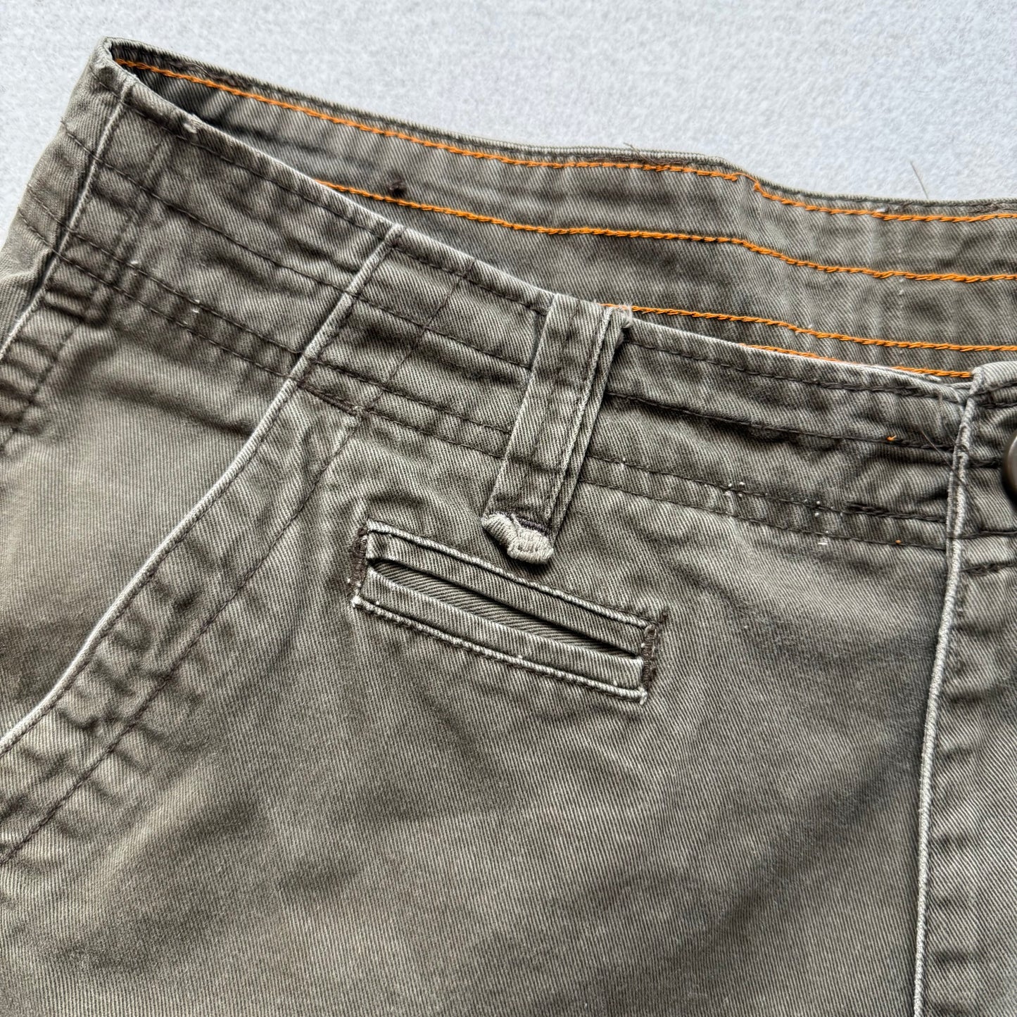 Men's Olive Green Cotton Relaxed Cargo Shorts Utility Pockets Streetwear Size 36