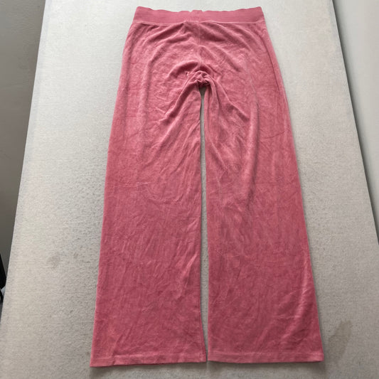 Juicy Couture Women's Candy Pink Velour Flared Track Pant Loungewear Y2K Size M