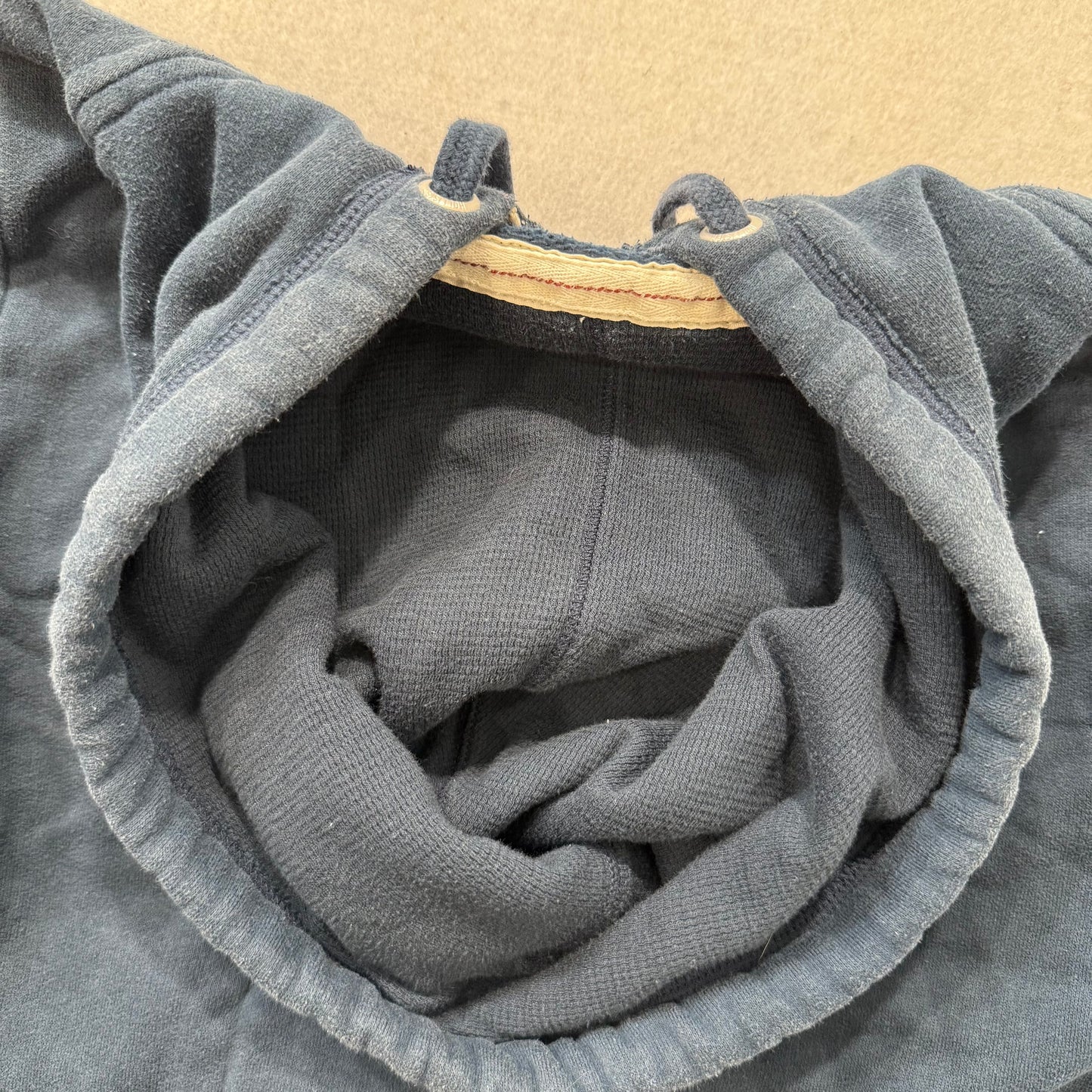 Hollister Navy Cotton Blend Pullover Hoodie Kangaroo Pocket Seagull Logo Size L