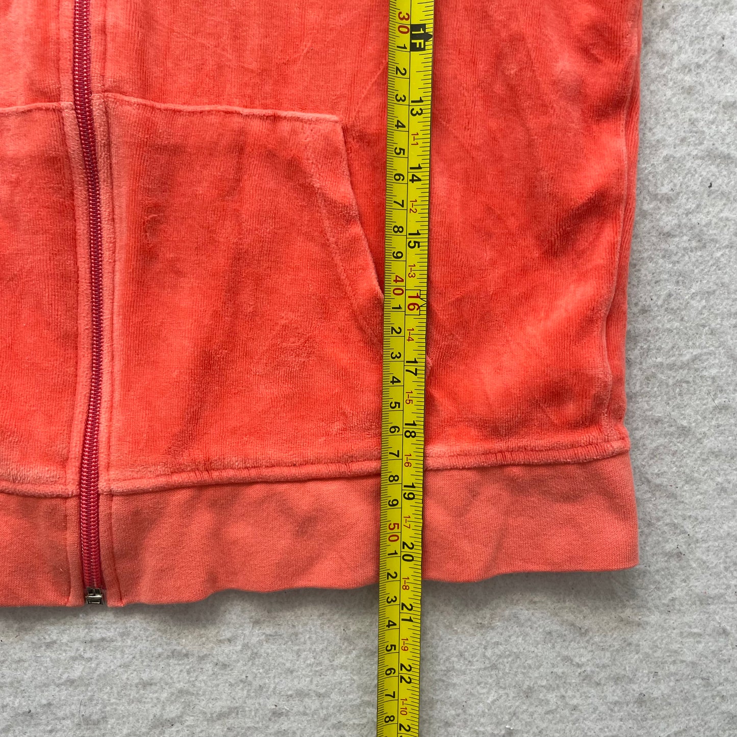 Vintage Juicy Couture Women Orange Velour Zip-Up Hoodie Butterfly Graphic Size S