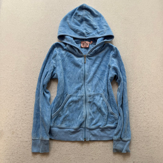Juicy Couture “Cupcake Couture” Womens Cornflower Blue Zip Up Hoodie Logo Size S