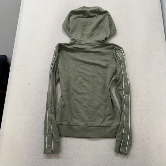 Victoria’s Secret PINK Olive Green Zip Hoodie Snap Button Sleeves Size XS