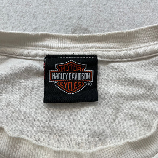 Harley-Davidson Men's White Cotton T-Shirt Short Sleeve Crewneck Logo Size XL