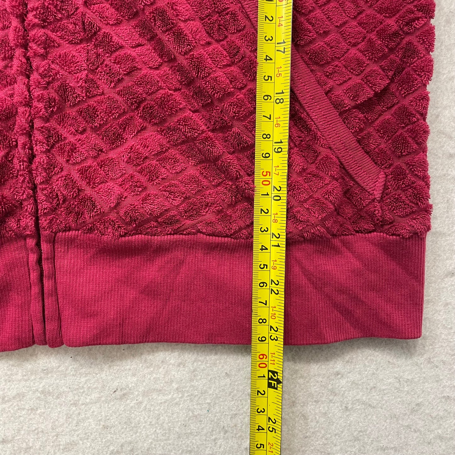 Juicy Couture Women's Maroon Terry Cloth Quilted Hoodie Short Sleeve Y2k Size XL