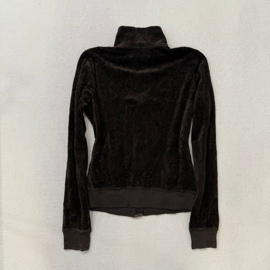 2003 Vintage Juicy Couture velour dark brown full zip hoodie jacket size M
