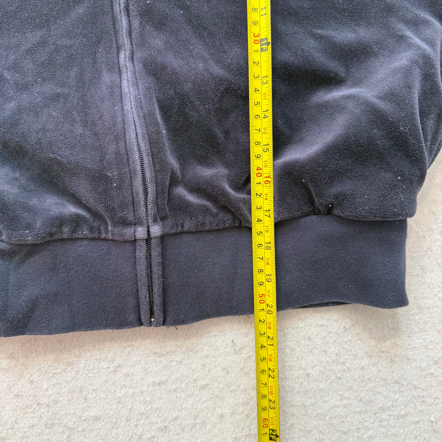 Juicy Couture Women's Navy Velour Full Zip Track Jacket Y2k Black Label Size L