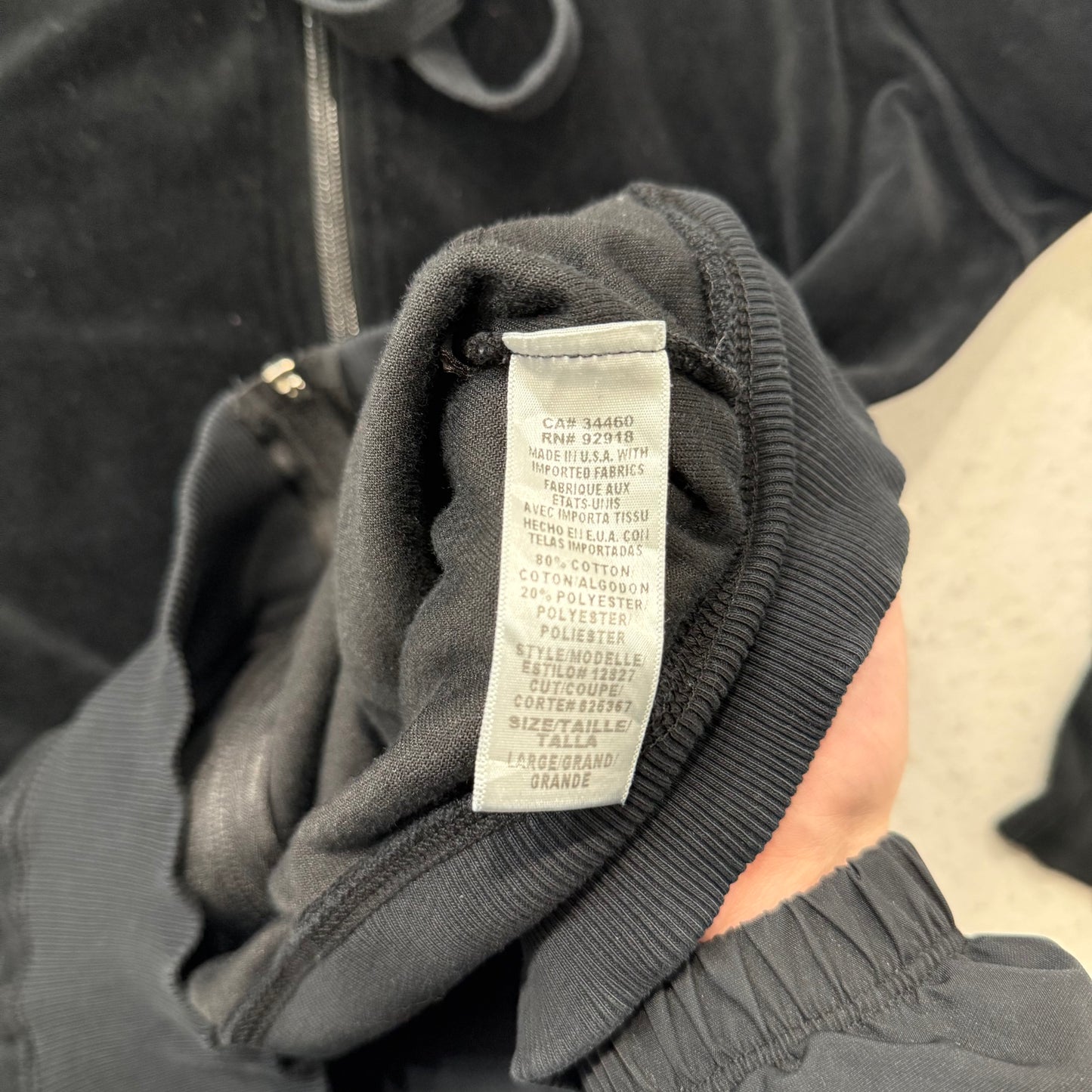 2003 Vintage Juicy Couture Womens Black Velour Full Zip Hoodie Loungewear Size L