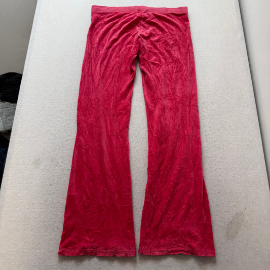 Vintage Juicy Couture Women's Red Velour Flared Track Pants Loungewear Size S