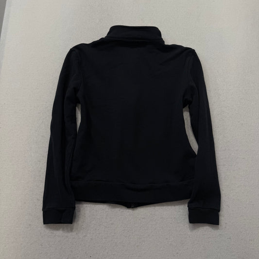 Bebe Women's Black Cotton Zip Up Track Jacket Rhinestone Logo Streetwear Size M