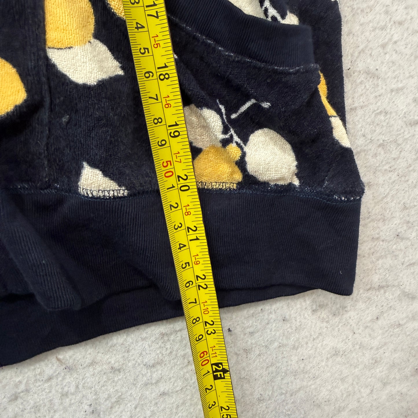 Vintage Juicy Couture Women's Navy Terry Cloth Lemon Print Pattern Hoodie Size L