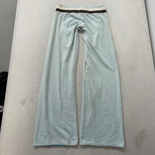 2003 Vintage Juicy Couture Women's Ice Blue Velour Flared Track Pant Y2K Size S