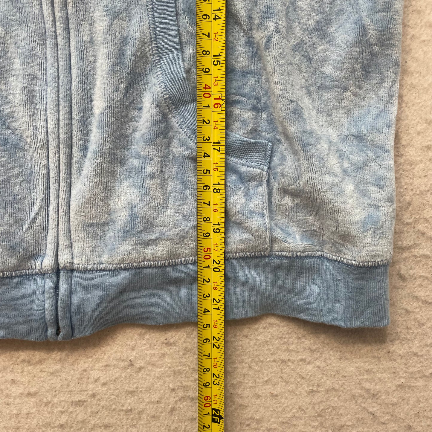 Vintage Juicy Couture Women's Pastel Blue Velour Zip-Up Hoodie Drawstring Size L