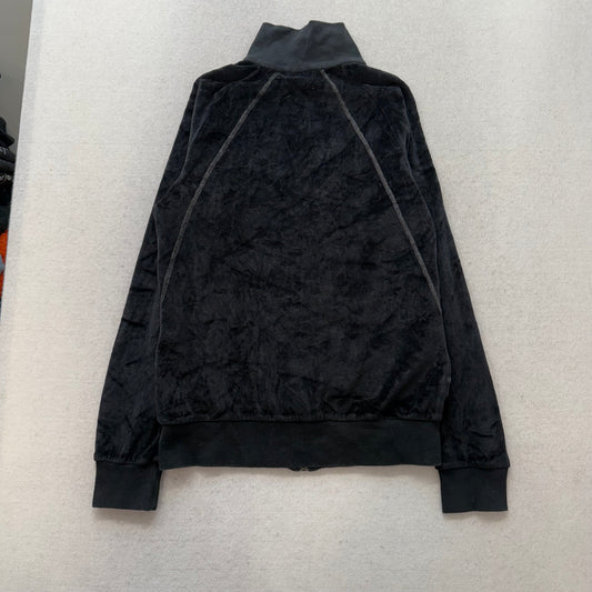 Puma Womens Black Velour Track Jacket Y2K Full-Zip Long Sleeve Casual Fit Size S