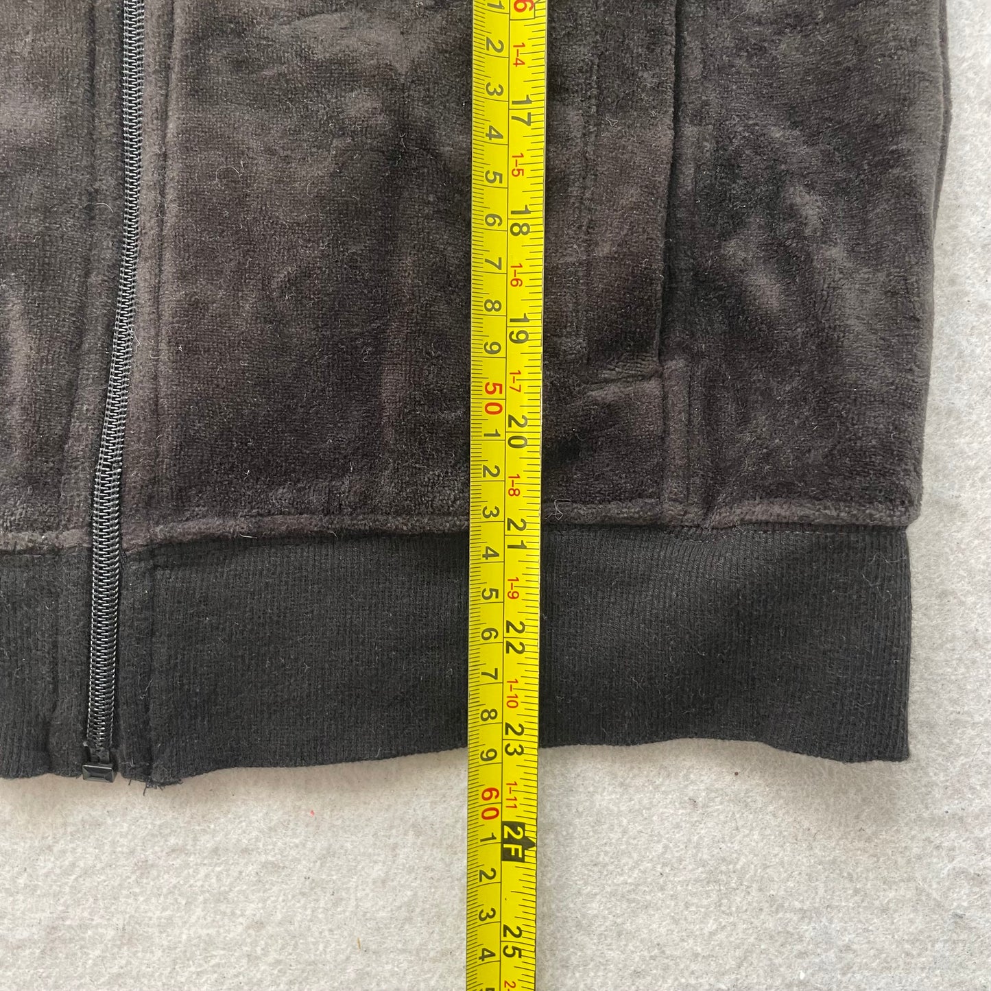 Vintage Juicy Couture Women Dark Brown Velour Zip-Up Track Jacket Classic Size S