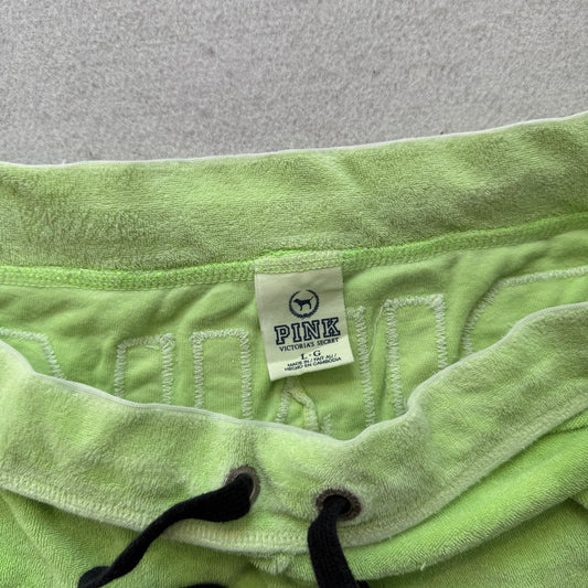 Victoria's Secret PINK #86 Women's Lime Green Terry Cloth Varsity Shorts Size L