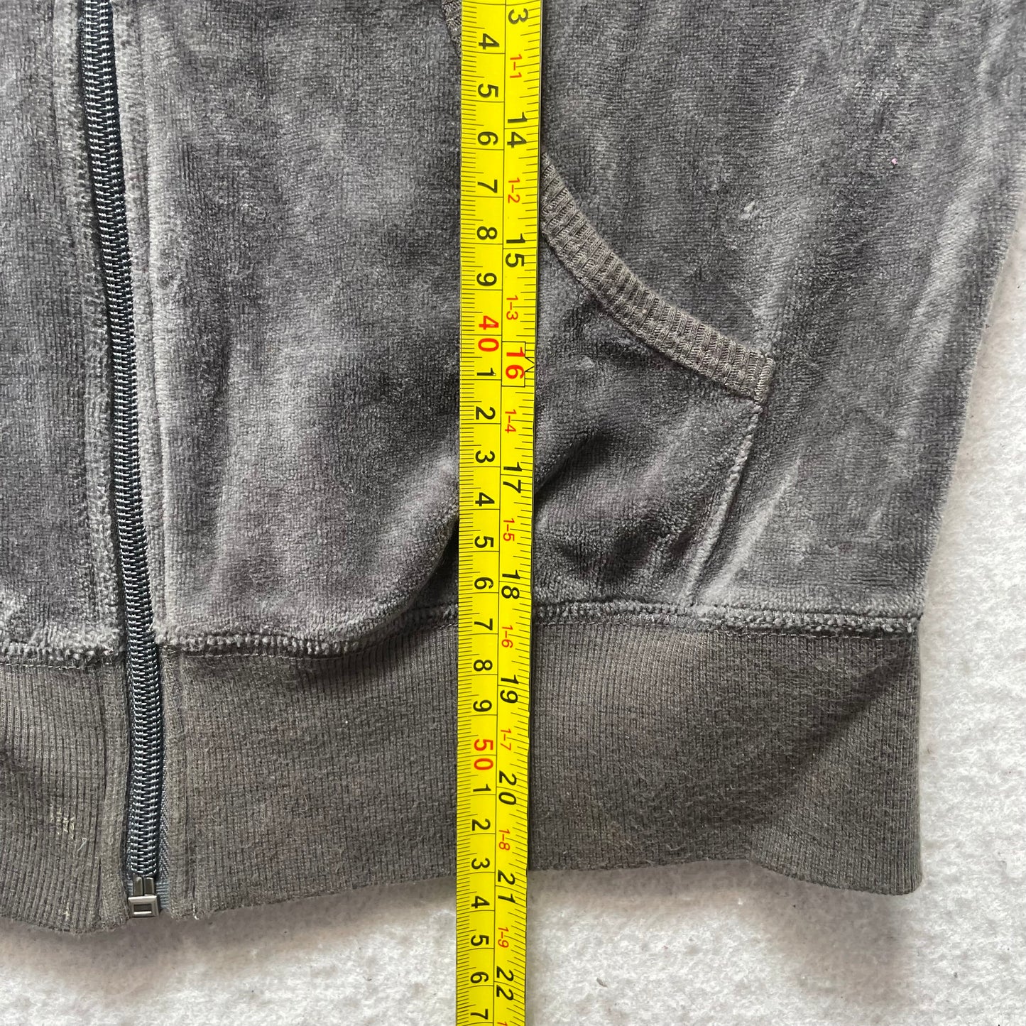 Vintage Juicy Couture Women's Charcoal Gray Velour Zip-Up Hoodie Streetwear - S