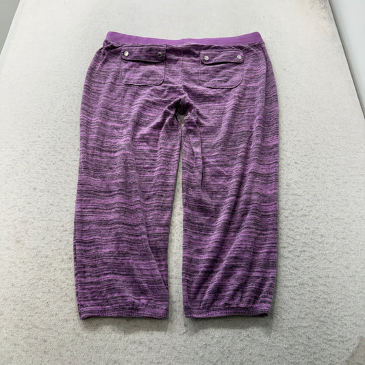 Juicy Couture Women's Purple Space Dye Velour Capris Pants Crown Logo Size L