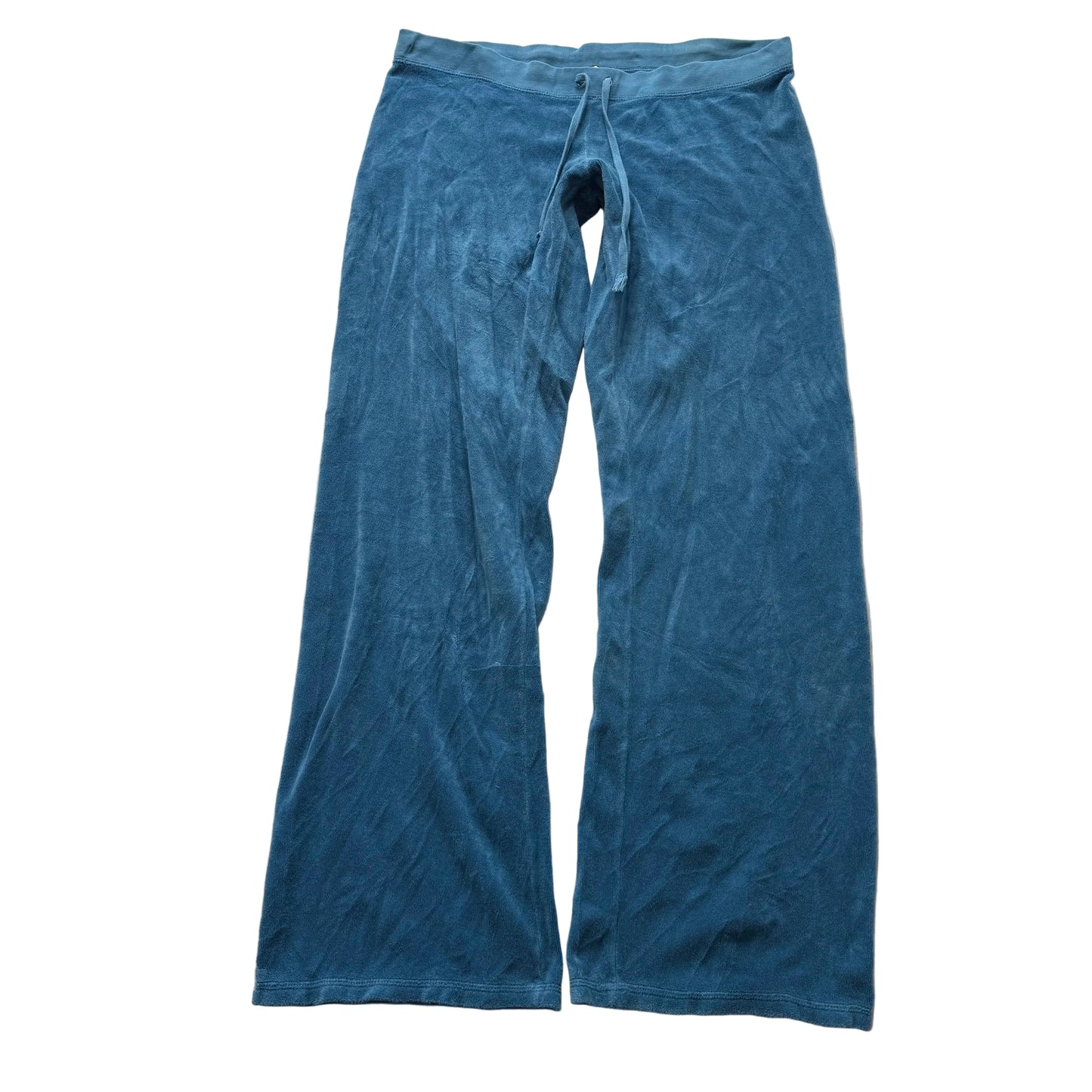 Vintage Juicy Couture Women's Steel Blue Terrycloth Flared Track Pant Y2K Size L