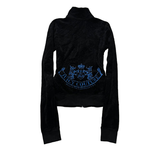 2003 Vtg Juicy Couture Scottie Dogs Women's Black Velour Zip-Up Track Jacket Size M