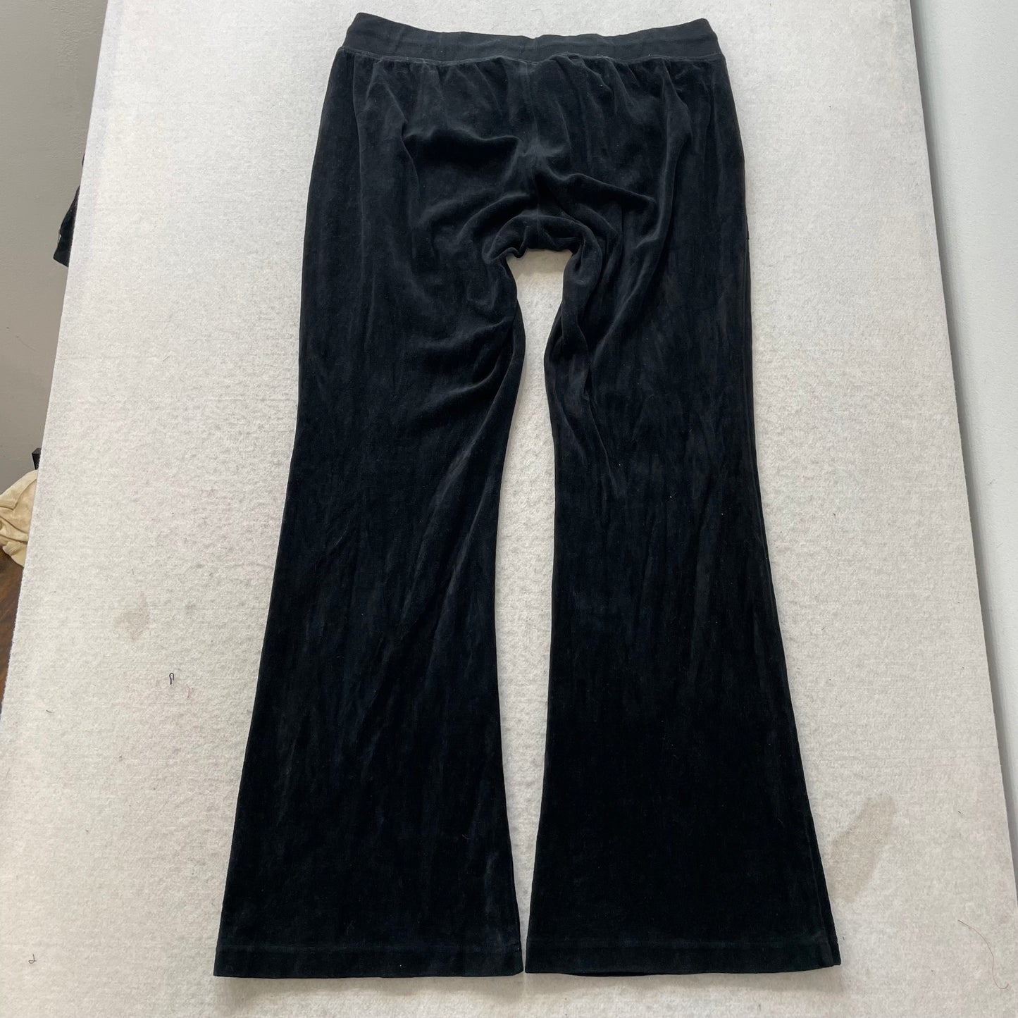 Juicy Couture Women Charcoal Velour Flared Track Pant Drawstring Pockets Size XL