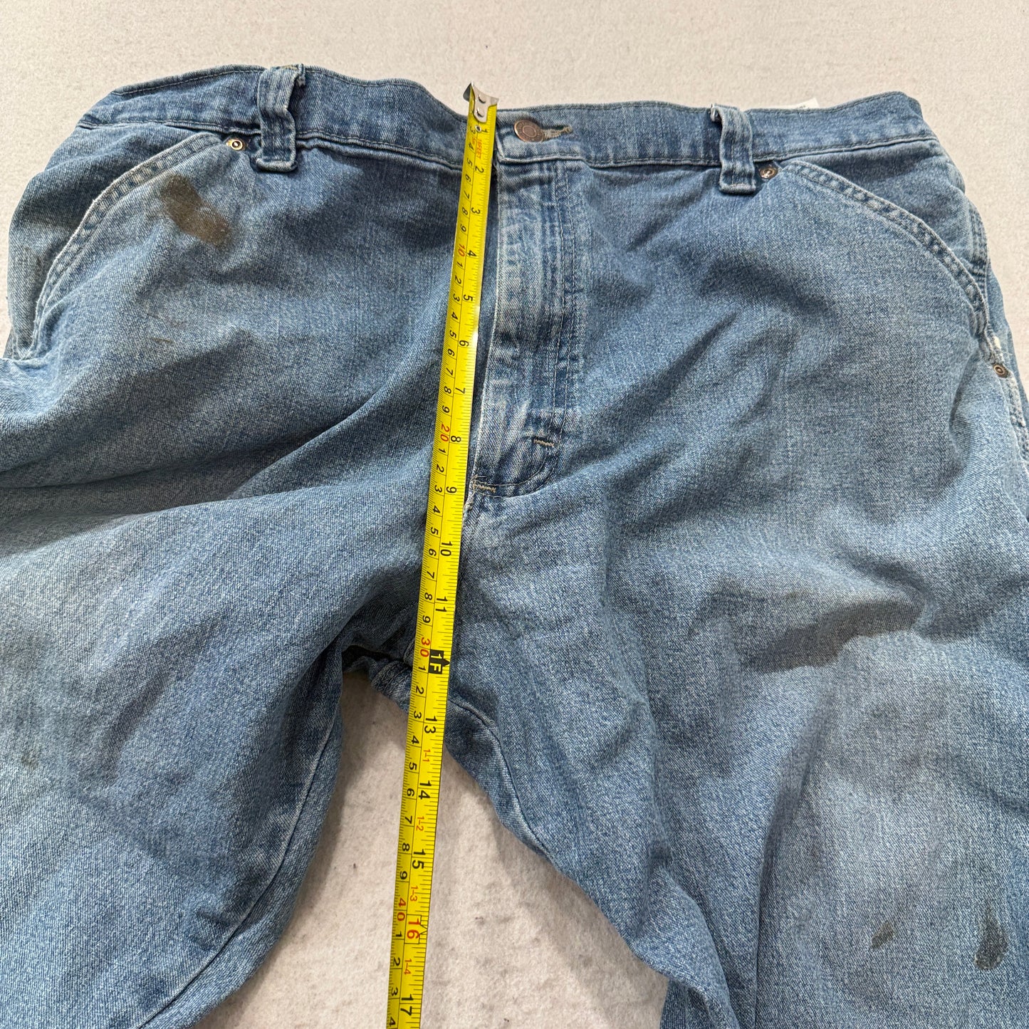 Wrangler Men Blue Straight Fit Carpenter Denim Jeans Work Wear Pocket Size 38x30