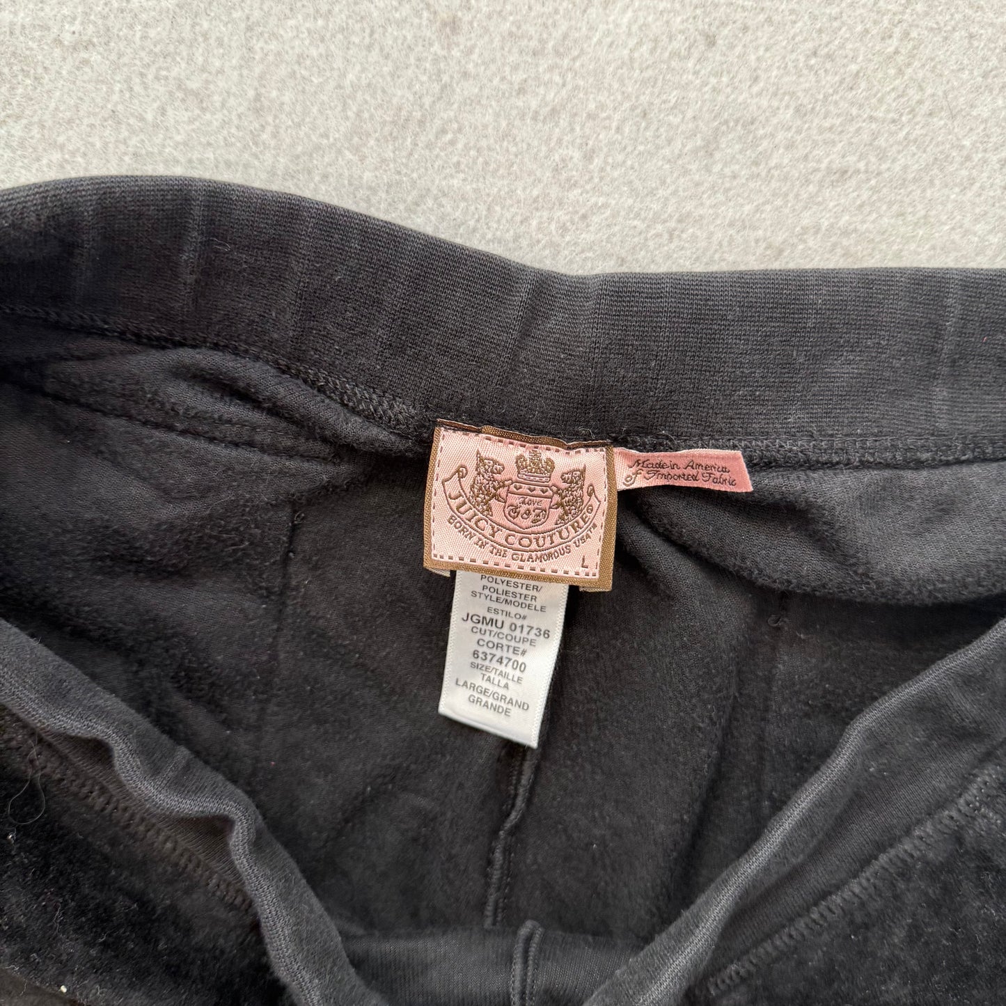 Vtg Juicy Couture Women Black Velour Tracksuit Set Hoodie & Pant Dog Logo Size L