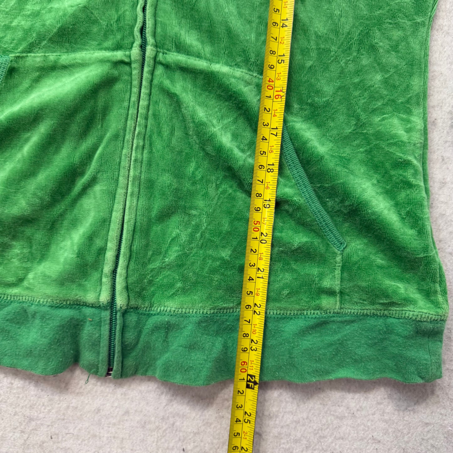 RARE Vintage Juicy Couture Scottie Dogs Womens Green Velour Zip-Up Hoodie Size L
