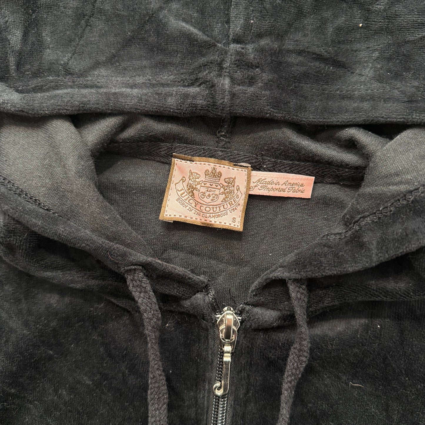 2003 Vintage Juicy Couture Scottie Dogs Womens Black Velour Tracksuit Set Size S
