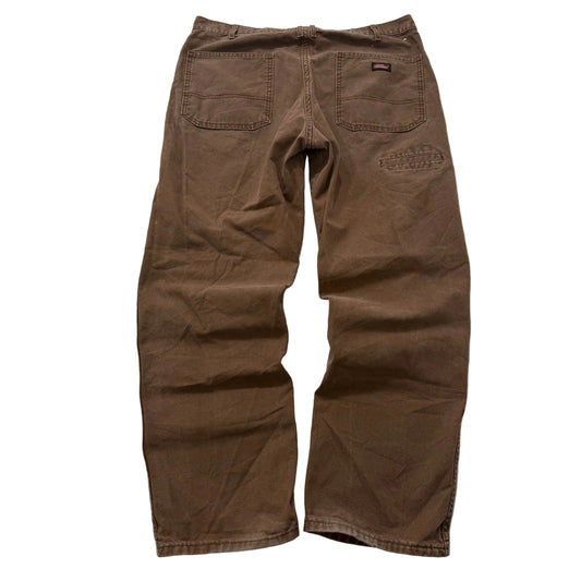 Dickies Men's Brown Straight Leg Carpenter Pants Tool Pockets Workwear Size 36