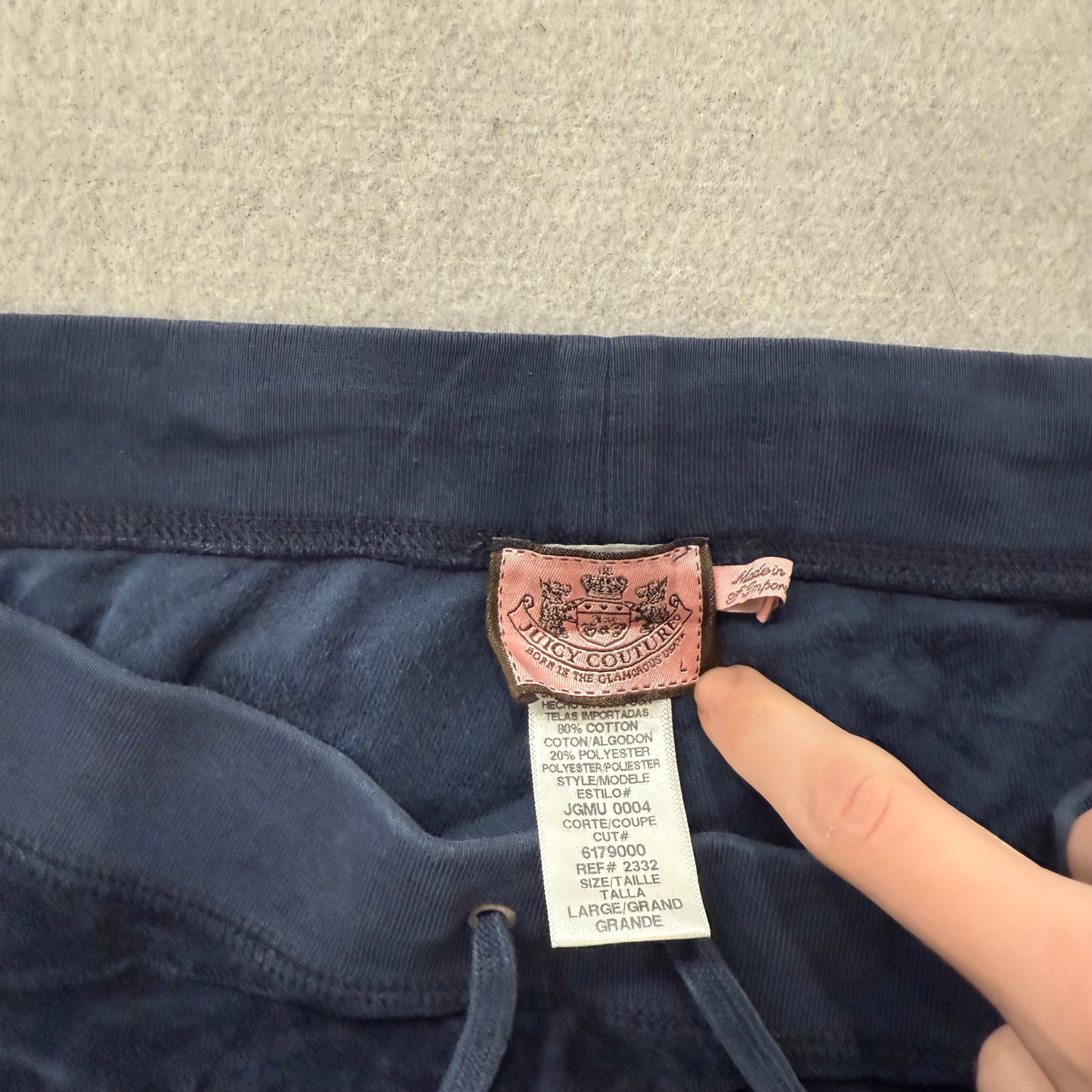 Vintage Juicy Couture Women's Navy Velour Flare Track Pant Loungewear Y2K Size L