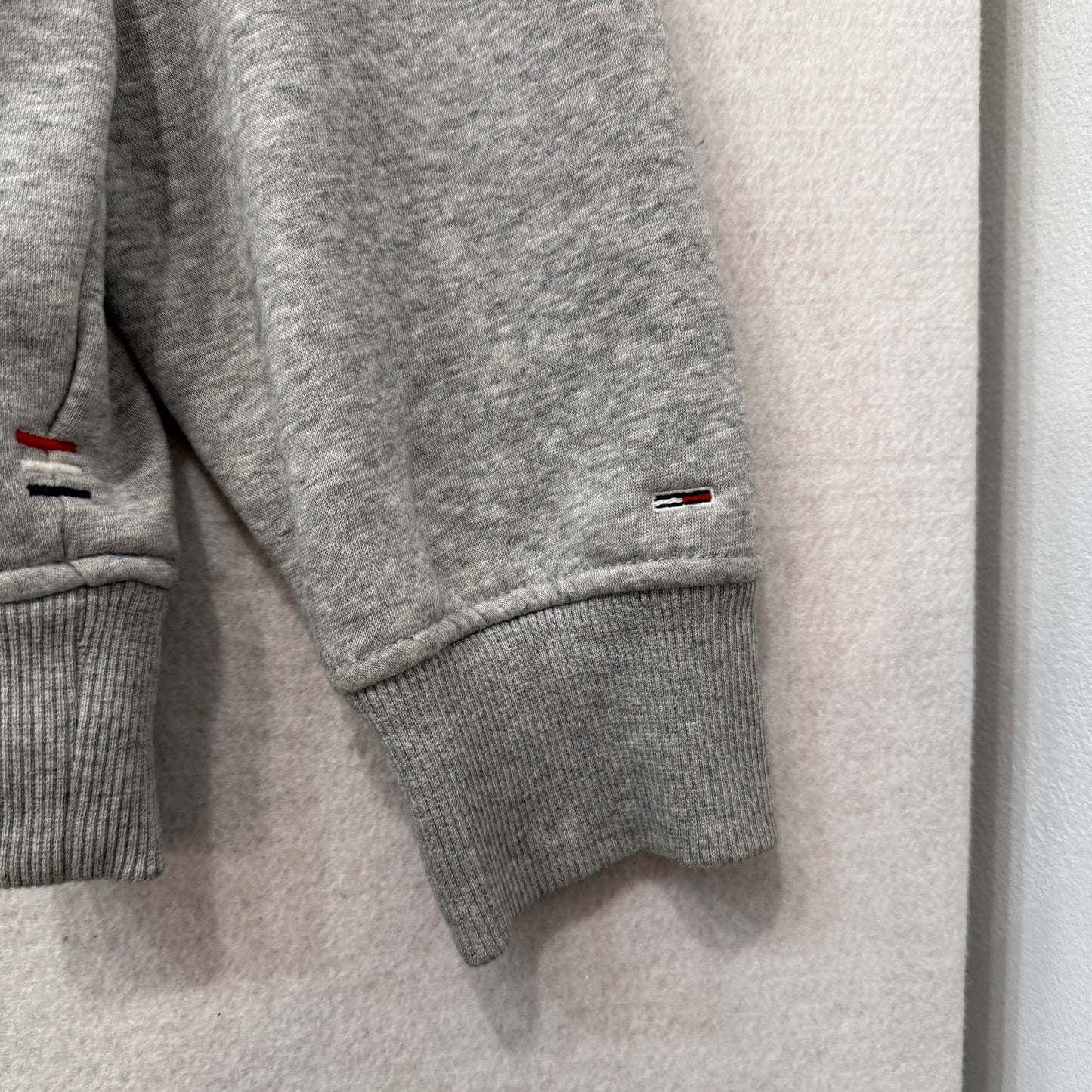 Tommy Jeans Men's Gray Cotton Blend Pullover Hoodie Kangaroo Pocket Logo Size L