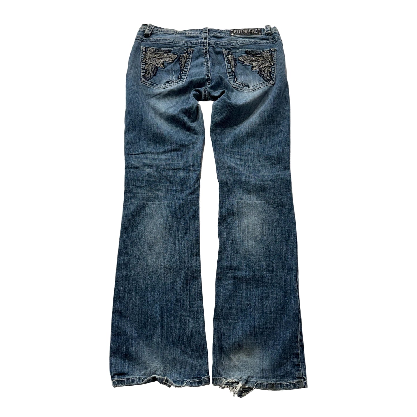 Premiere by rue21 Women's Blue Bootcut Denim Jeans Pockets Classic Size W33