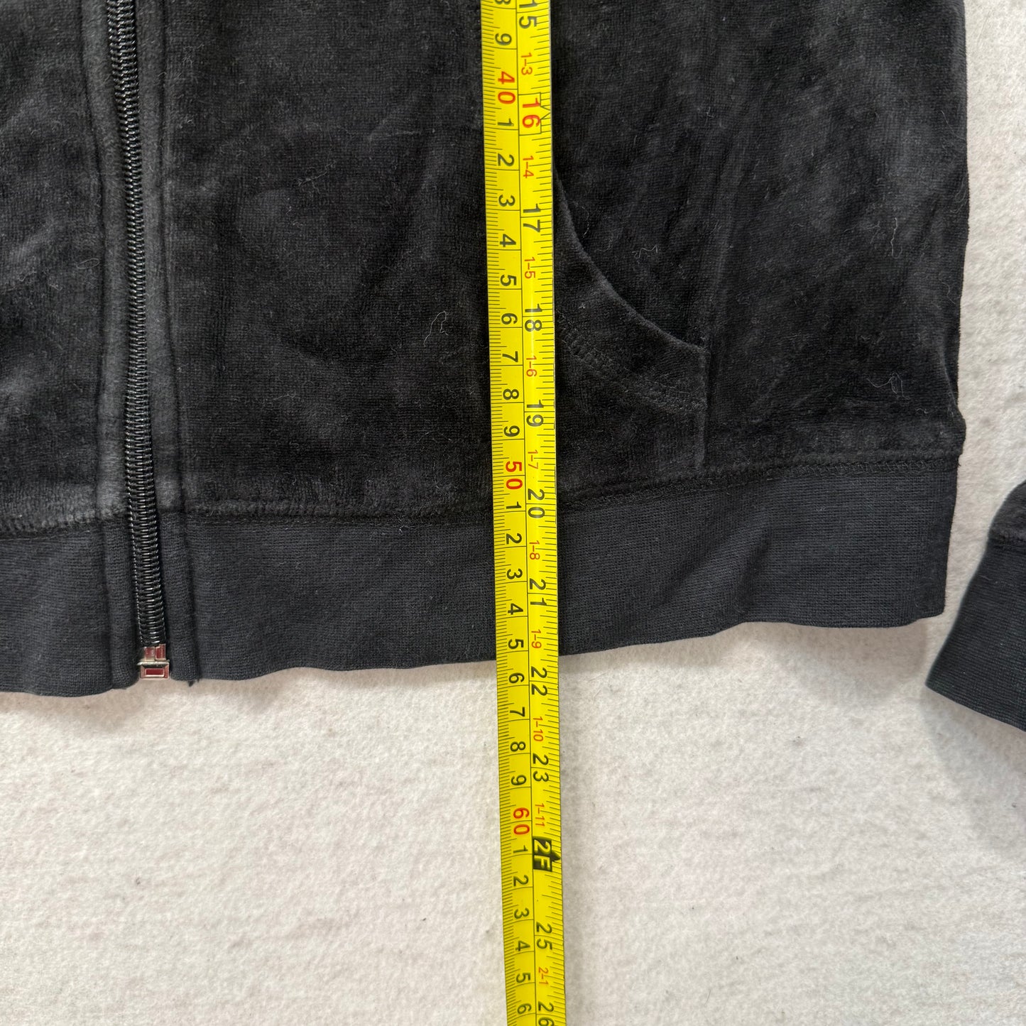 Juicy Couture Black Velour Tracksuit Set Zip Up Jacket & Flared Pants Y2K Size L