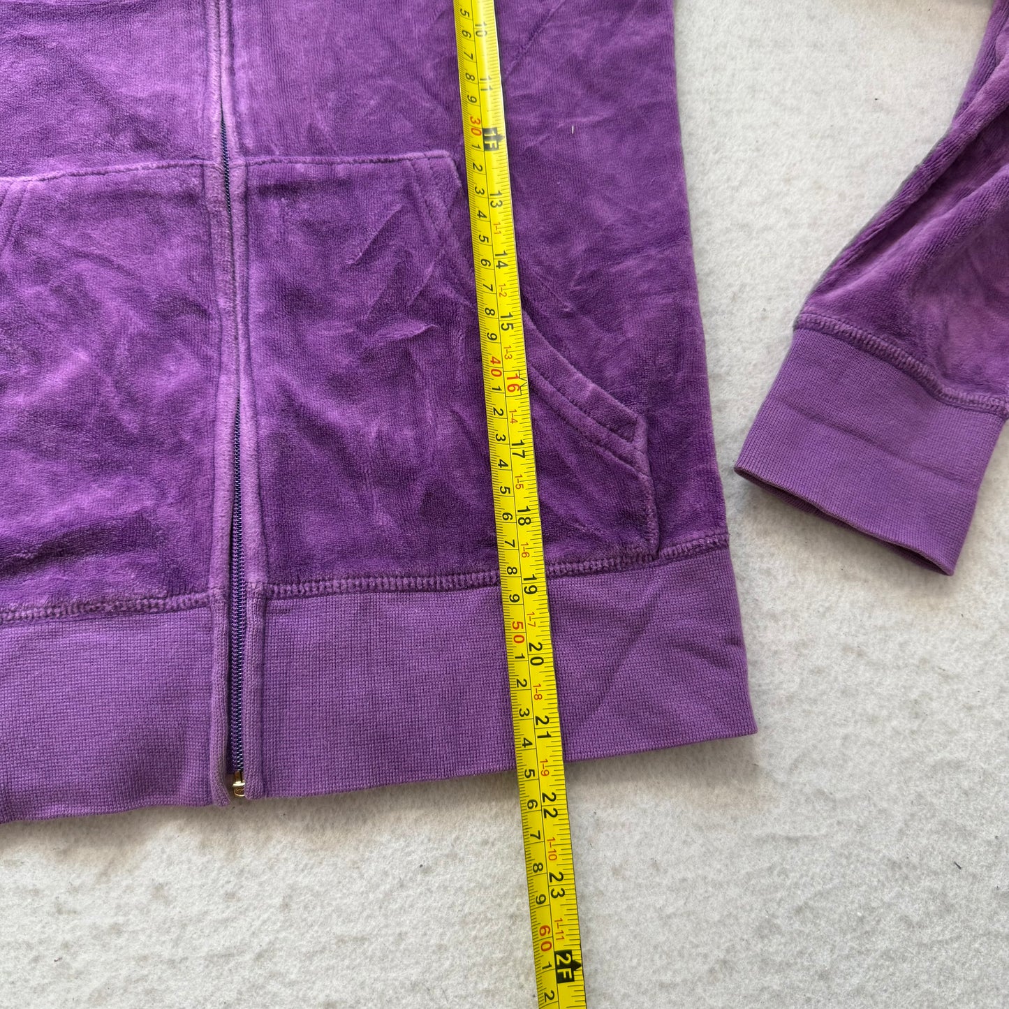 Juicy Couture Womens Royal Purple Velour Zip-Up Hoodie Rhinestone Graphic Size S