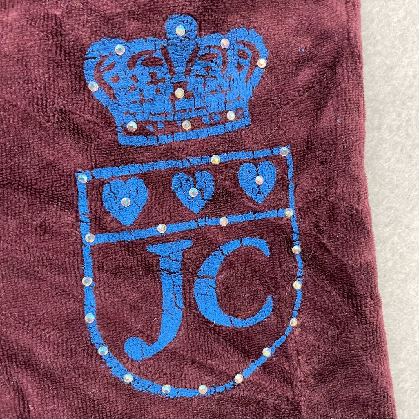 2003 Vintage Juicy Couture Women's Burgundy Velour Flared Track Pant Logo Size S