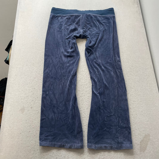 Vintage Juicy Couture Womens Slate Blue Velour Flared Track Pant Low Rise Size L