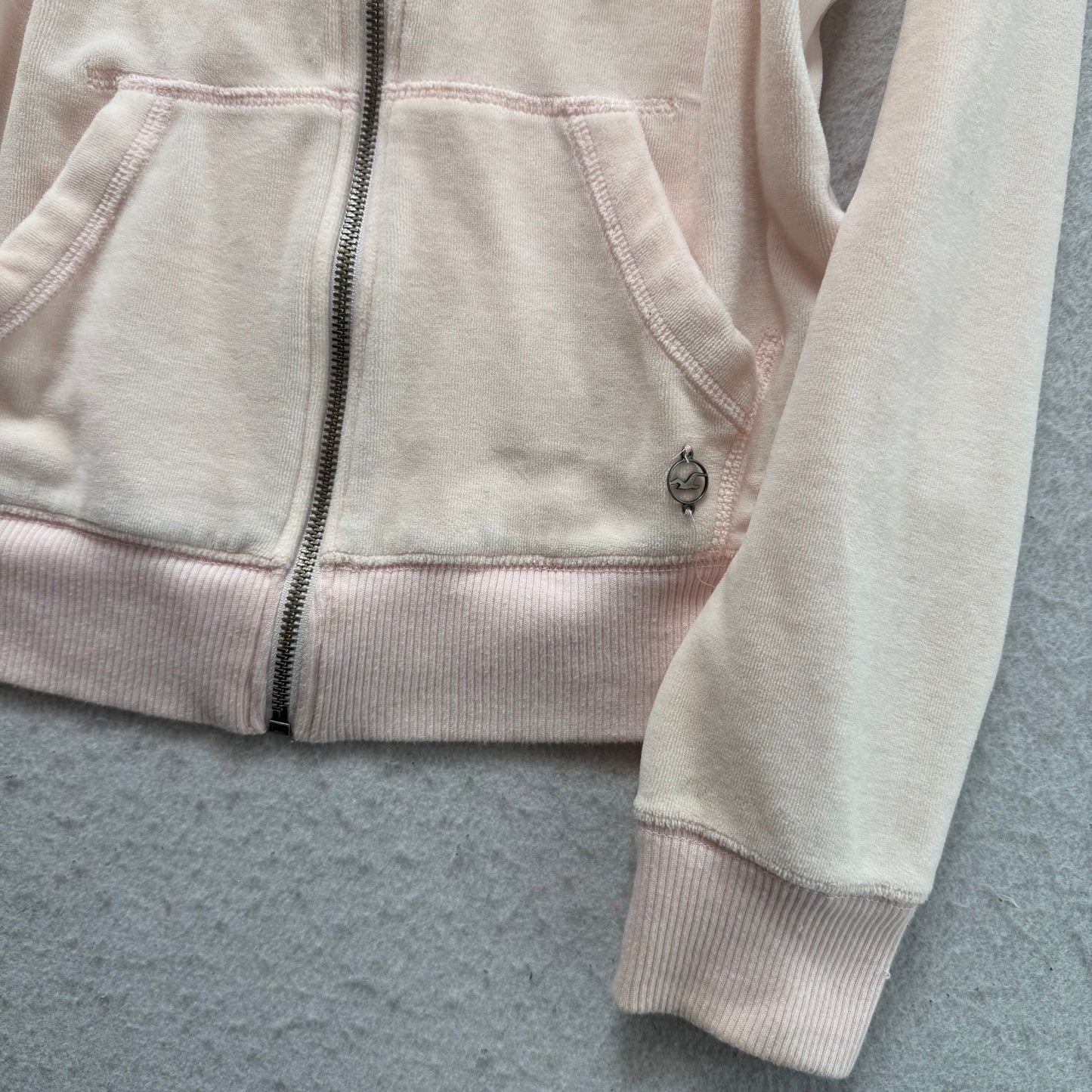 Hollister California Women's Baby Pink Velour Full Zip Hoodie Loungewear Size L