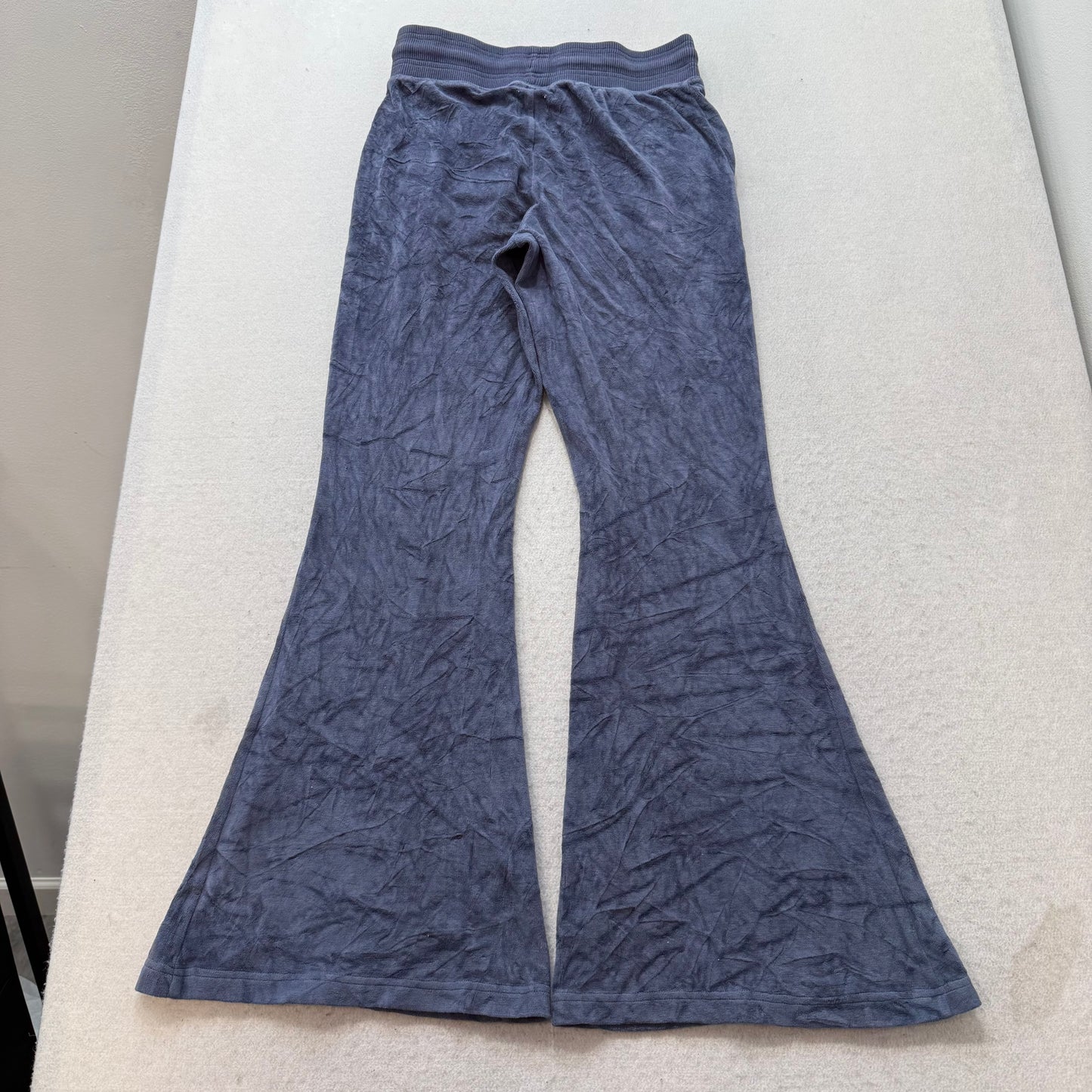 Vintage Juicy Couture Women's Slate Blue Velour Flared Track Pant Pockets Size S