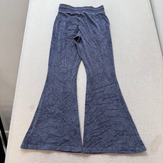 Vintage Juicy Couture Women's Slate Blue Velour Flared Track Pant Pockets Size S
