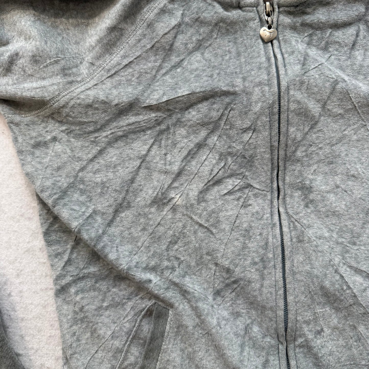 Vintage Victoria's Secret PINK Womens Grey Velour Zip-Up Hoodie Patchwork Size M