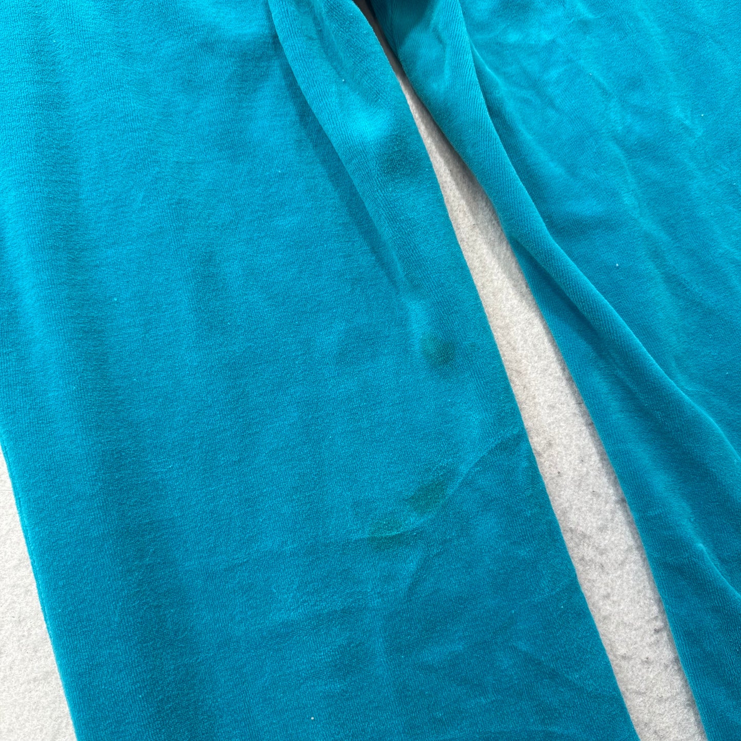 Juicy Couture Women Aqua Blue Velour Flared Track Pant Drawstring Pocket Size XL