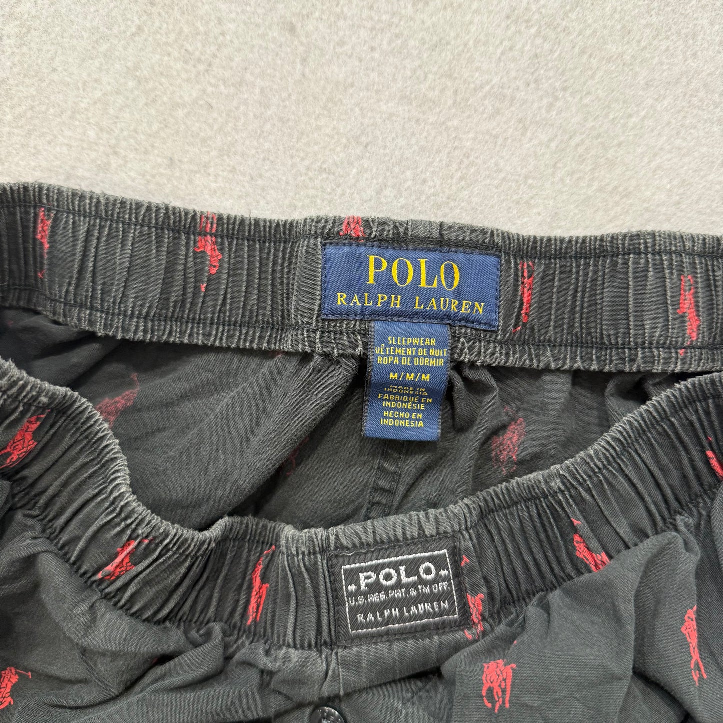 Polo Ralph Lauren Men's Black Red Allover Pony Pajama Pants Sleepwear Size M